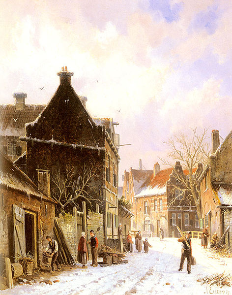 Adrianus Eversen A Village Street Scene in Winter